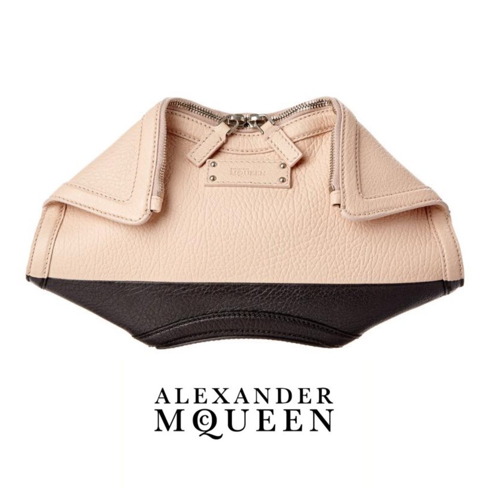 Alexander McQueen De Manta Clutch Bag Pink Beige Black